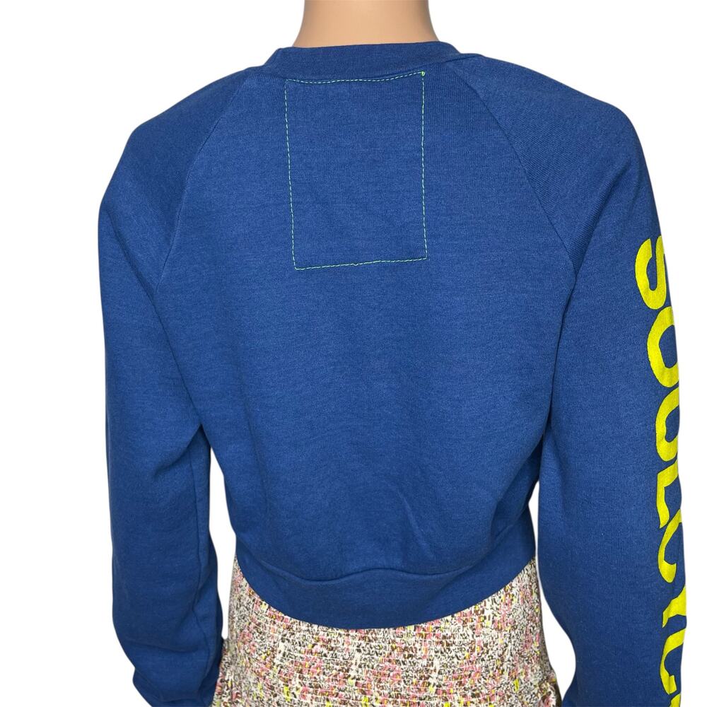 Aviator Nation x SoulCycle cropped crew sweatshirt Medium Blue smiley graphic - Picture 5 of 14